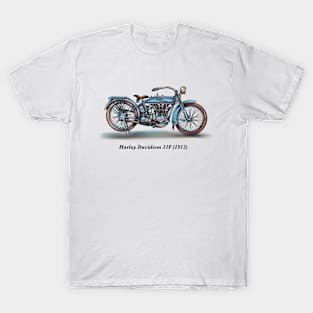 Drawing of Vintage Classic Motorbike HD 11F 1915 T-Shirt